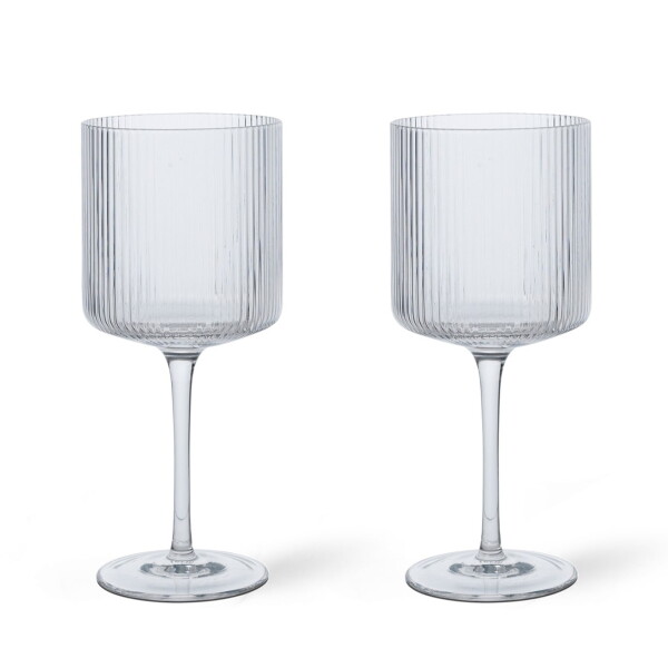 Ferm Living Sklenice na červené víno Ripple Clear – set 2 ks, čirá barva, sklo, 325 ml