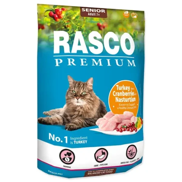 Rasco Premium Senior krůta s brusinkou a lichořeřišnicí 400g / Granule pro dospělé kočky (1703-10632)