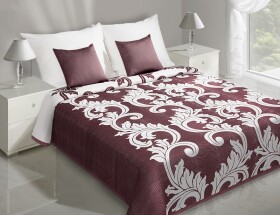 DumDekorace Vínové přehozy na manželskou postel s ornamenty v bílé barvě