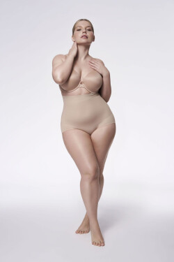 KALHOTKY S VYSOKÝM PASEM 241 BÉŽOVÁ přírodní XL