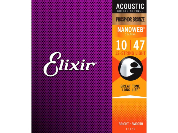 Elixir 16152 Acoustic NANOWEB Phosphor Bronze 12-string Light