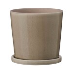 Ib Laursen Kameninový květináč s podmiskou Cracked Saga Beige 11 cm, béžová barva, keramika