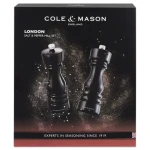 ColeMason London černá Gloss / Sada mlýnků na sůl a pepř / bukové dřevo / 18 cm / dárkové balení (H233098)