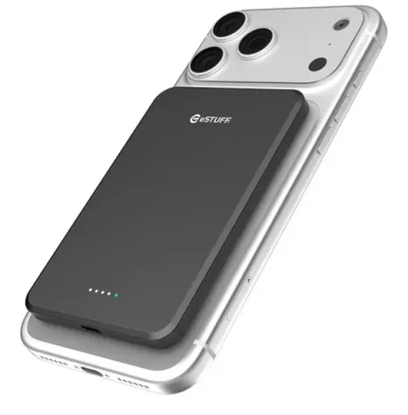 ESTUFF Magnetic Power Bank 5.000 mAh černá / Powerbanka / magnetická / USB-C / rychlonabíjení (ES641100)
