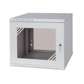 LEXI-Net 19" nástěnný rozvaděč Basic 9U 525x450, skleněné dveře, bez zad, rozložený, šedý EDF_1232026