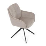 Židle jídelní, 180° otočný mechanismus, šedá voděodolná látka, černý kov