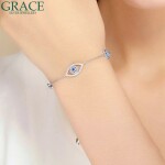 Stříbrný náramek talisman Evil Eye, stříbro 925/1000, Stříbrná Nastavitelná