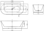 MEXEN - OVAL SLIM volně stojící vana 170x80, bílá bez krytky přepadu a zátky 52661708000-SS