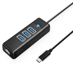Orico PW3UR25-C3 USB HUB černá / 3x USB-A 3.0 / 1x RJ45 2.5G Ethernet / kabel 1,8 m