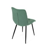 Židle jídelní, zelená látka, černé kovové nohy