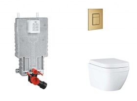 GROHE - Uniset Set předstěnové instalace, klozetu, sedátka SoftClose a tlačítka Skate Cosmopolitan, Triple Vortex, kartáčovaný Cool Sunrise SANI15BB4106