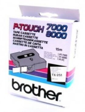 Brother TX-253, 24mm, modrý tisk/bílý podklad - originální páska laminovaná