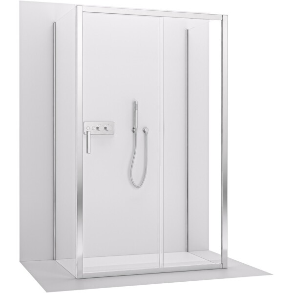 CERANO - Třístěnný sprchový kout Varone LINE U L/P - 6 mm - chrom, transparentní sklo - 100x80x195 - posuvný CER-DY505-90132