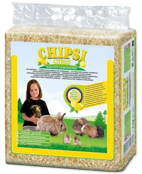 Chipsi Hobliny Citrus 1 kg / Podestýlka pro hlodavce / Dřevěné hobliny / Citrusová vůně (205-311)