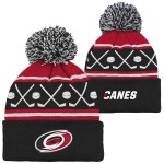 Outerstuff Dětská předškolní zimní čepice Carolina Hurricanes NHL Face-Off Cuff Pom