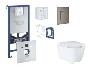 GROHE - Rapid SLX Set předstěnové instalace, klozetu, sedátka SoftClose, tlačítka Skate Cosmopolitan a sady pro vhazování tablet, kartáčovaný Hard Graphite SANI11BB5132