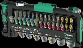WERA Tool-Check PLUS 1 černá/zelená / Sada bitů s ráčnou / 39 dílů / 1/4" (05049055001)