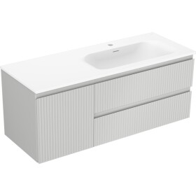 MEXEN/S - Rivel koupelnová skříňka 120 cm s umyvadlem Vela pravá, 2S, 1D, reliéf, šedá/bílá mat 91A23-12047-3-BBFFF62-W23P01