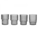 Ferm Living Skleničky Ripple Smoked grey 200 ml – set 4 ks, šedá barva, sklo
