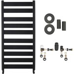 CERANO Koupelnový radiátorový set Marco - ústřední vytápění - boční připojení - 816W - černá matná - 1125x550 mm
