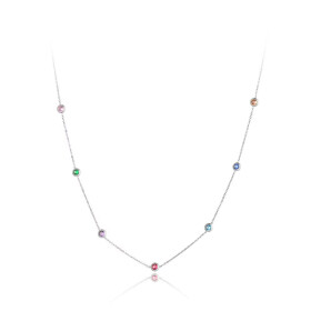 Náhrdelník se zirkony Imelda - chirurgická ocel, Stříbrná 45 cm + 5 cm (prodloužení)