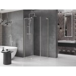 MEXEN/S - Velar L sprchový kout, posuvné dveře 90 x 120, transparent, nikl kartáčovaný 871-090-120-03-97