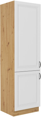 Vysoká potravinová skříňka Stilo 60 DK-210 2F Barva korpusu: Dub artisan, Barva dvířek: Bílá