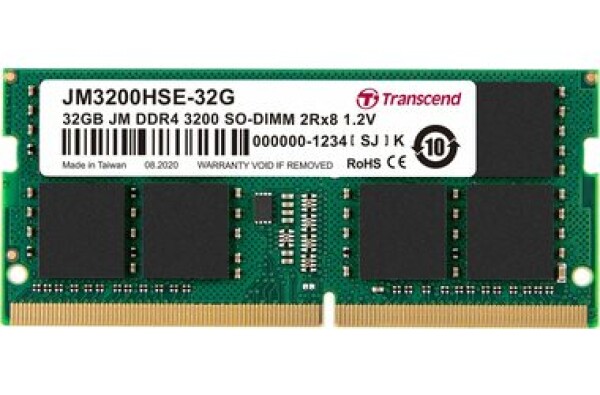 Transcend JetRam 32GB (1x32GB) 3200MHz / SODIMM / DDR4 / CL22 / 1.2V / 2Rx8 (JM3200HSE-32G)