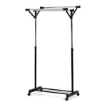 Stojan na šaty s výklopnými rameny, černá barva, kov / plast, chrom