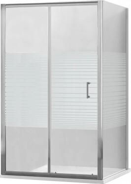 MEXEN/S - Apia sprchový kout posuvný 90x100, sklo transparent/pruhy, chrom + vanička 840-090-100-01-20-4010