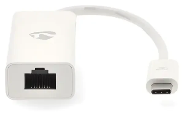 Nedis CCGB64950WT02 bílá / Síťový adaptér / USB-C / RJ45 / USB 3.2 Gen 1 / 1000 Mbps / 0,20 m (CCGB64950WT02)