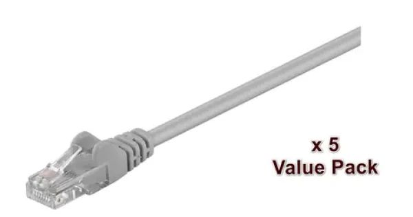 MicroConnect CAT5e U/UTP 15m šedá / Patch kabel / RJ-45 / 5 ks (V-UTP515VP)