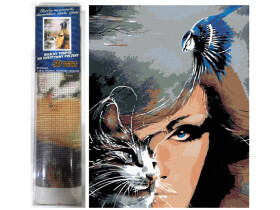 SMT Creatoys Diamantový obrázek Dívka s kočkou 30x40cm s doplňky v blistru 7x34x3cm