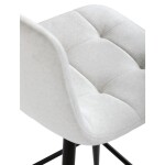 Židle barová, bílá látka, čtyřnohá kovová podnož, černý mat