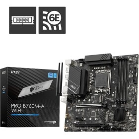 MSI PRO B760M-A WIFI / B760 / LGA1700 / 4x DDR5 / PCIEx16 / 2.5GLAN / Wi-Fi / mATX (PRO B760M-A WIFI)