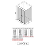 CERANO - Sprchový kout Antelo L - L/P - 6 mm - černá matná, transparentní sklo - 116x90 - otočný CER-666334