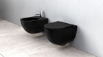 REA - Závěsná WC mísa včetně sedátka RIMLESS Carlo Mini Slim černá matná REA-C8489