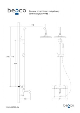 HOPA - Nástěnný termostatický sprchový a vanový set VEO chrom BABPVNTICH