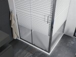 MEXEN/S - Apia sprchový kout posuvný 100x100, sklo transparent/pruhy, chrom + vanička 840-100-100-01-20-4010