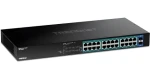 TRENDnet 24-portový PoE+ switch se 2x SFP / Switch / 24x Gigabit PoE+ / 380 W / 52 Gbit/s / kovové provedení (TPE-TG262)