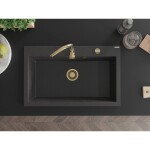 MEXEN/S - Elix granitový dřez 1-miska 800 x 500 mm, černá kropenatá, sifon zlatá 6527801005-76-G