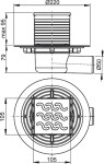 Alcadrain 1 - Alcadrain Podlahová vpust 105×105/50 mm boční, mřížka nerez, vodní zápachová uzávěra APV102 APV102
