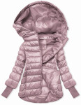 Krátká růžová dámská bunda s úpletovými stahovacími lemy (P22/P3-6636/P3-6023-52) odstíny růžové 52