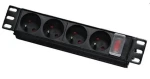 OEM LEXI-net 10" černá / Rozvodný panel / 4x 230V / přepěťová ochrana / vypínač / kabel 1,8 m (NAPPAN-4-10)