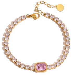 ELENYS Bella Pink – pozlacený náramek 18K žluté zlato Délka náramku: 17+3 cm / max. 20 cm