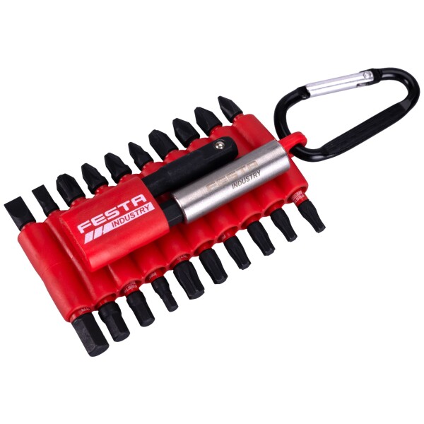 Sada torzních bitů s držákem, 1/4", 25mm, 20ks, CrV S2, FESTA INDUSTRY