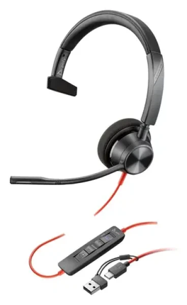 Poly Blackwire 3310 (Microsoft Teams) černá / Náhlavní souprava / mikrofon / jedno sluchátko / USB-C / ovladač (214011-101)