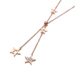 Ocelový náhrdelník se zirkony Ceferina Gold - chirurgická ocel, hvězdy, Zlatá 40 cm + 5 cm (prodloužení)