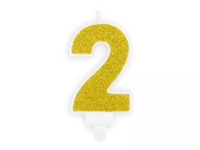 R-Kontakt.cz Narozeninová svíčka 2, zlatá, 7cm