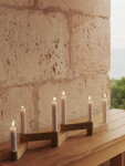 Ferm Living Modulární svícen Newel Travertine, krémová barva, kámen